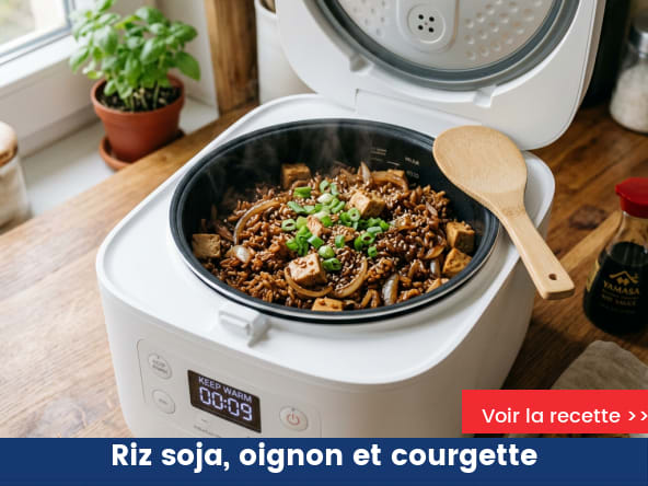Riz soja, oignon et courgette